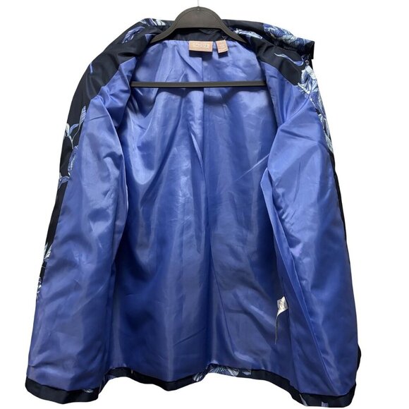 Chicos Womens Hihg Seas Floeal Navy Full Zip Rain Jacket Size 1 - Picture 4 of 9